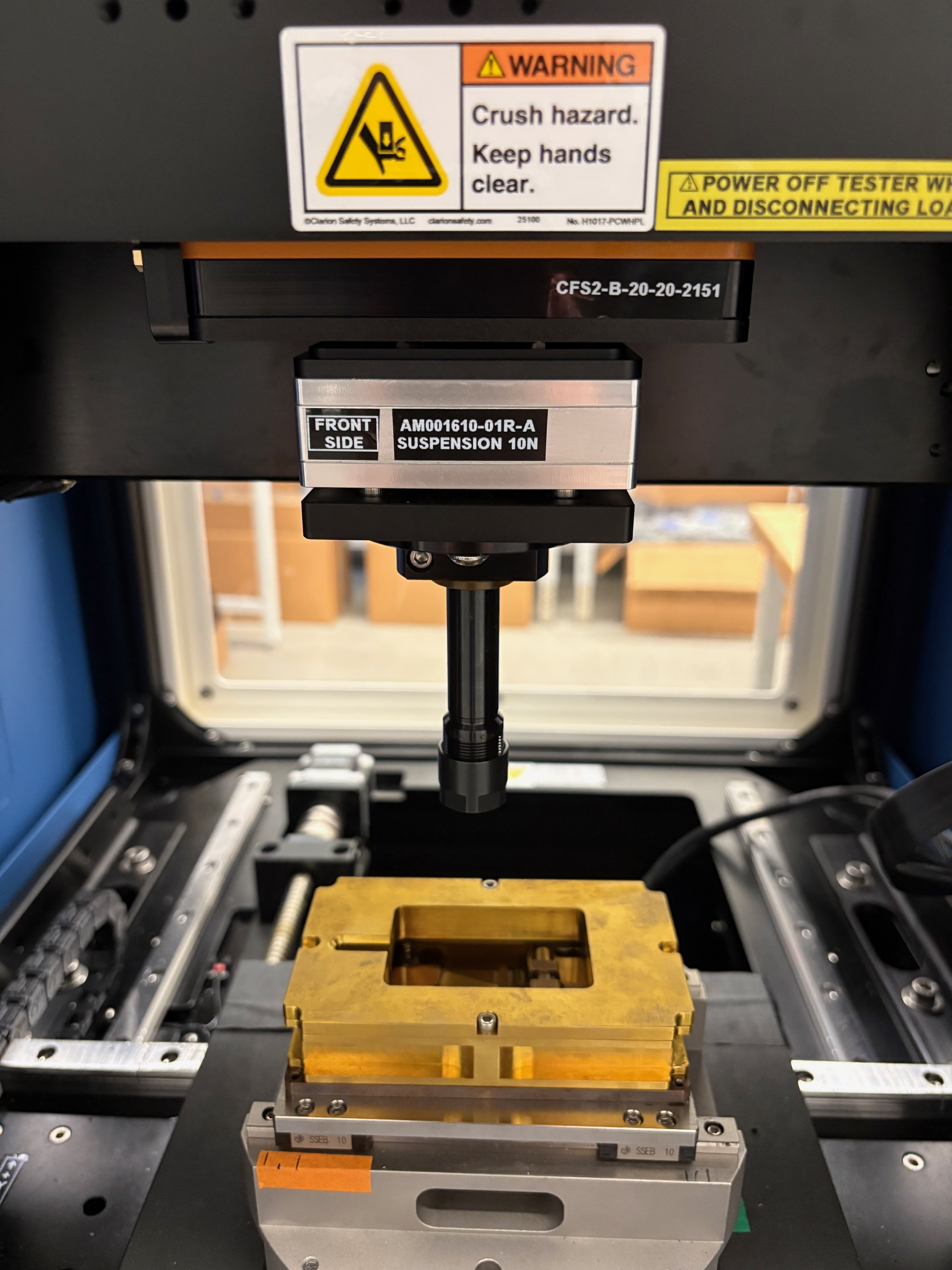 Test stage inside the RTEC MFT-5000 tribometer